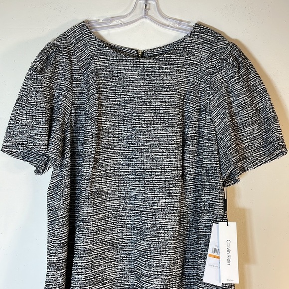 NWT. Calvin Klein 24W Tweed Sheath Crewneck Dress. - Picture 7 of 14